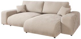 Divano angolare variabile in velluto a coste beige Justin - Ropez