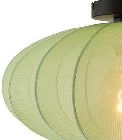 Lampada da soffitto Japandi verde con paralume in tessuto - Bida