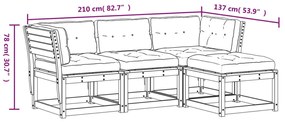 Set Divani Giardino 4 pz con Cuscini Legno Massello di Douglas