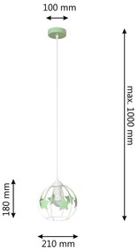 Lampadario a sospensione per bambini STARS 1xE27/15W/230V verde/bianco