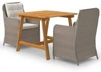 Set Mobili da Pranzo per Giardino 3 pz Marrone cod mxl 40334