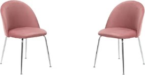 Sedia da pranzo in velluto Rosa con gambe in metallo Cromo - PARIS 2 sedie