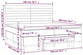 Giroletto a Molle con Materasso Grigio Chiaro 200x200cm Tessuto