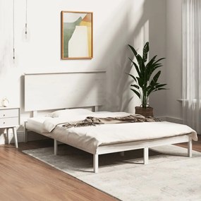 Letto Senza Materasso Bianco 140x190 Cm Legno Massello Di Pino /
