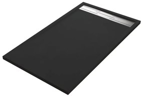 Piatto doccia SENSEA in resina Neo Metal Grid nero L 80 x L 140 x H 3.5 cm opaco effetto pietra