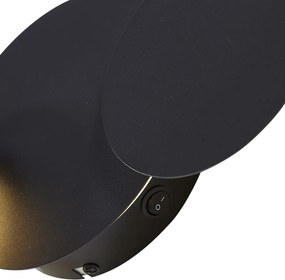 Lampada da parete moderna nera con LED dimmerabile a 3 livelli 3 luci - Sunrise