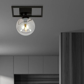 Plafoniera Moderna 1 Luce Imago 1130/1E In Acciaio Nero Vetro Fumè