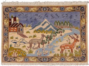 Kashan Tappeto persiano 90x60 Beige (Iran) Annodato A Mano