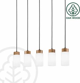 Lampadario a cavo MARKUS 5xE27/15W/230V nero/rovere