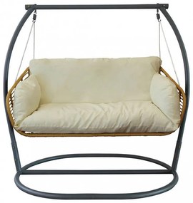 Poltrona Relax Dondolo Glasgow 2 Posti - Metallo e Wicker