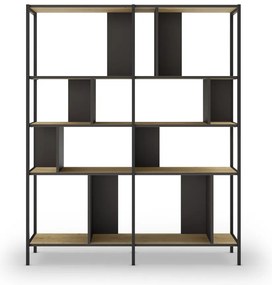 Libreria in rovere decorato in nero-naturale 144x175 cm Alabama - Marckeric