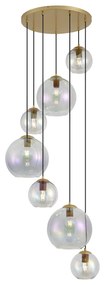Lampada a sospensione Art Déco oro con vetro arcobaleno 7 luci - Sandra