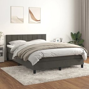 Giroletto A Molle Con Materasso Grigio Scuro 140x200 Cm Velluto /