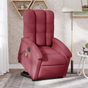 Poltrona Alzapersona Massaggiante Elettrica Rosso Vino Tessuto /