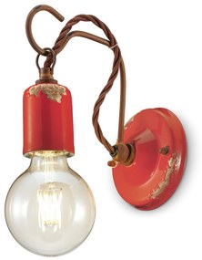 Applique Vintage Ceramica Rossa Con Filamento 1 Luce E27