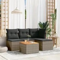 Set Divano da Giardino 5 pz con Cuscini Grigio in Polyrattan 3223596