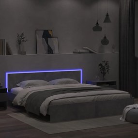 Giroletto con Testiera e LED Grigio Cemento 200x200 cm