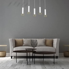 Lampadario su corda DANTE 5xGU10/25W/230V bianco/oro