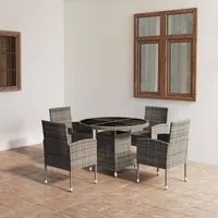 Set Mobili da Pranzo Giardino 5 pz Polyrattan Antracite Grigio 3059430