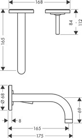 Hansgrohe Uno2 Set Esterno Miscelatore Lavabo a Parete 165 mm senza parte incasso Cromo 38113000