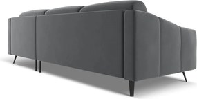 Divano angolare grigio (con penisola a destra) con rivestimento in velluto Nalu – Makamii