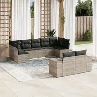 Set Divano da Giardino 9pz con Cuscini Grigio Chiaro Polyrattan 3223021