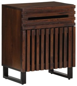 Comodino Marrone 50x34x60 Cm İn Legno Massello Di Mango /