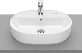 Lavabo da appoggio Domus ROCA ovale in ceramica L 55 x H 13 x P 40 cm bianco lucido piletta non inclusa