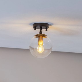 Opviq Plafoniera Atmaca 10205 oro antico/nero vetro trasparente Ø 15 cm