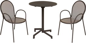 OPERA - set tavolo in metallo cm Ø 60 x 74 h con 2 poltrone Maris