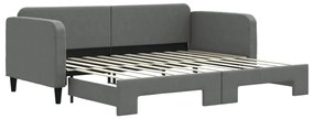 Divano letto con letto estraibile grigio scuro 90x200cm tessuto