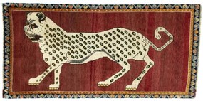 Gabbeh Tappeto 90x200 Rosso (Iran) Annodato A Mano