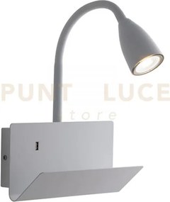 Applique a parete gulp flessibile bianca con usb 2a 1 luce attacco ...
