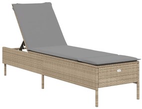 Lettini prendisole 2 pz con cuscini beige in polyrattan