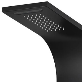 Pannello doccia idromassaggio in alluminio nero opaco con 4 getti