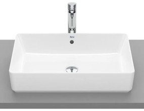 Lavabo da appoggio Domus ROCA rettangolare in ceramica L 60 x H 13 x P 37 cm bianco lucido piletta non inclusa