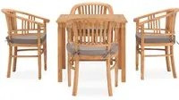 Set da Pranzo da Giardino 5 pz con Cuscini in Massello di Teak cod mxl 49942