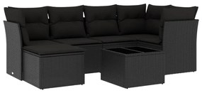 Set divani da giardino con cuscini 7pz nero polyrattan