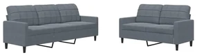 Set di divani 2 pz con cuscini grigio scuro in velluto
