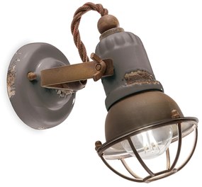 Applique Vintage Loft Ferro E Ceramica Tortora 1 Luce E14