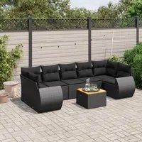 Set Divani da Giardino con Cuscini 8 pz Nero in Polyrattan 3257245