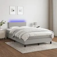 Letto a Molle Materasso e LED Grigio Chiaro 120x200 cm Tessuto cod mxl 57761