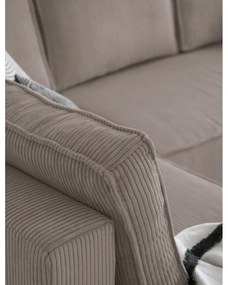 Divano letto angolare in velluto a coste beige Brave Dave - Miuform