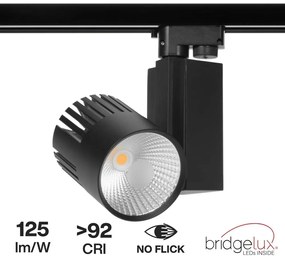 Faretto LED 40W per Binario Monofase, CRI92, 125lm/W, 100° - Nero Colore  Bianco Naturale 4.000K