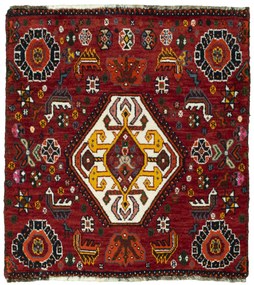 Shiraz Tappeto 50 x 60 Rosso (Iran) Annodato A Mano