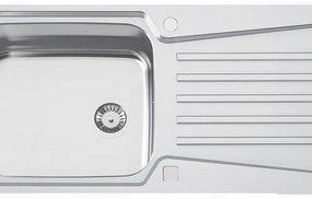 Lavello sopratop 1 vasca con gocciolatoio laterale destro o sinistro RODI Evolution 105 inox L 49 x L 99 x P 20 cm argento