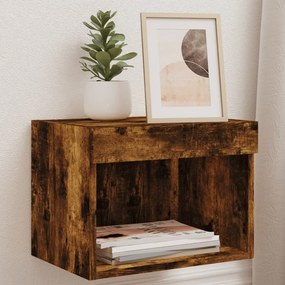 Comodini Con Luci Led A Parete 2pz Rovere Fumo /