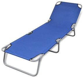 Lettino Prendisole Pieghevole Acciaio Verniciato A Polvere Blu /