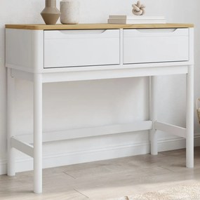 Tavolo Consolle Floro Bianco 89,5x36,5x73cm Legno Massello Pino /