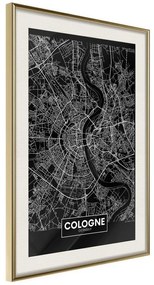 Poster  City Map: Cologne (Dark)  Cornice Quadri Cornice d'oro con passe-partout, Larghezza x Altezza Home decor 20x30